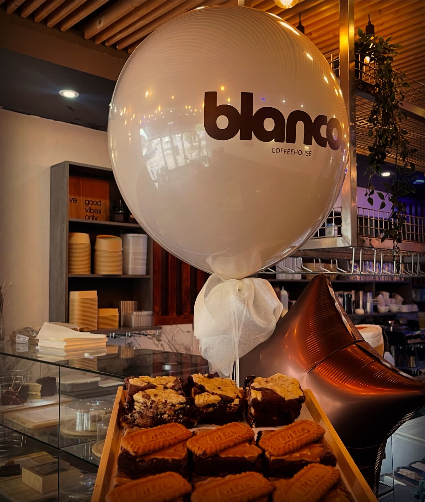 Inside Blanco Coffee House.